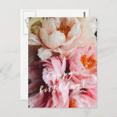 お誕生日おめでとう！エレガントなピンクとバラ色の芍薬 ポストカード (正面/裏面)