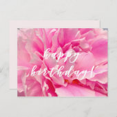 お誕生日おめでとう！エレガントなピンクの芍薬 ポストカード (正面/裏面)