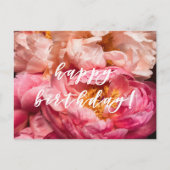 お誕生日おめでとう！エレガントなピンクの芍薬 ポストカード (正面)