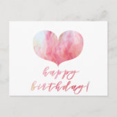 お誕生日おめでとう!エレガントなピンクアゲートハート ポストカード (正面)