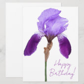 お誕生日おめでとう エレガントな紫色のアイリス シンプルな花 シーズンカード (正面/裏面)