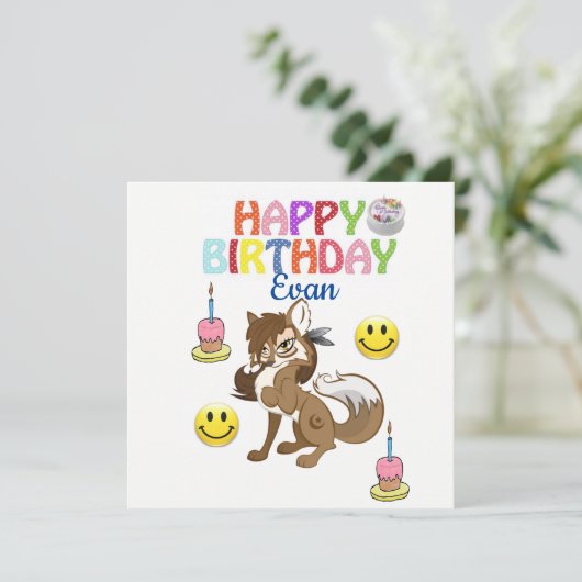 お誕生日おめでとう！オオカミからのパーティー招待状 招待状 (スタンド正面)