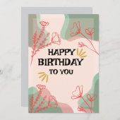 お誕生日おめでとう - オーダーメイドのグリーティングカード 招待状 (正面/裏面)