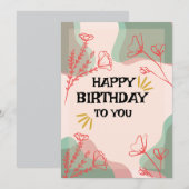 お誕生日おめでとう - カスタマイズ可能なグリーティングカード 招待状 (正面/裏面)