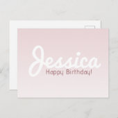 お誕生日おめでとう、カスタマイズ可能な名前 | ローズオンブル ポストカード (正面/裏面)