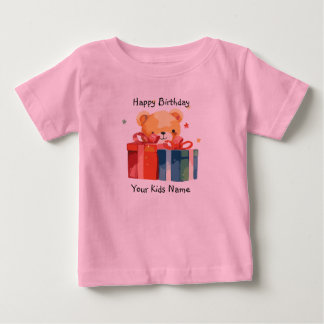 お誕生日おめでとう カスタムネーム ベビーTシャツ