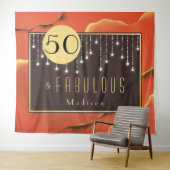 お誕生日おめでとう!カッコいいオレンジのタペストリー50歳 タペストリー (インサイチュ(横))