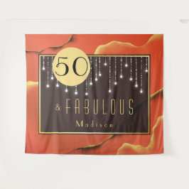 お誕生日おめでとう!カッコいいオレンジのタペストリー50歳 タペストリー