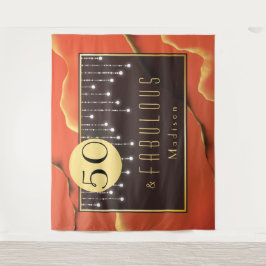 お誕生日おめでとう！カッコいいオレンジのタペストリー５０歳 タペストリー