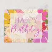 お誕生日おめでとう カラフルな春の花たち ポストカード (正面)