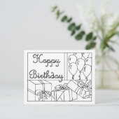 お誕生日おめでとう カラーイン ポストカード (スタンド正面)