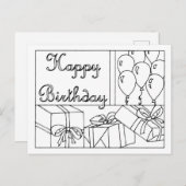 お誕生日おめでとう カラーイン ポストカード (正面/裏面)