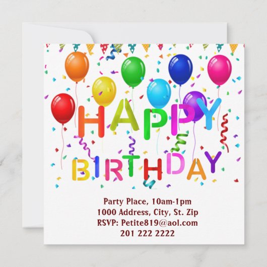 お誕生日おめでとう!カード招待ケーキ梨フルーツ 招待状 (裏面)