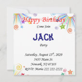 お誕生日おめでとう カード招待状 招待状 (裏面)