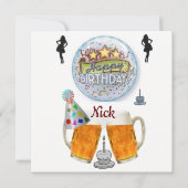 お誕生日おめでとう!カード招待 ビール 招待状 (正面)