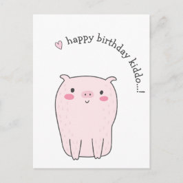 お誕生日おめでとう、キッド！ かわいい豚の子供の誕生日 ポストカード