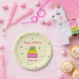 お誕生日おめでとう キャンドル カラフル ケーキ コンフェティ パーティー ペーパープレート