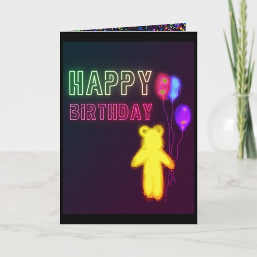 お誕生日おめでとう クマ 風船 カード (正面)