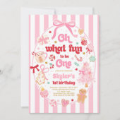 お誕生日おめでとう！クリスマスボウ 1歳の誕生日 招待状 (正面)