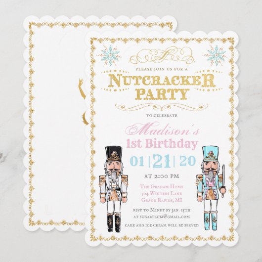 お誕生日おめでとう クルミ割り人形 冬のバースデー招待状 招待状 (正面/裏面)