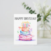 お誕生日おめでとう|ケーキを楽しんでね ポストカード (スタンド正面)