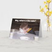 お誕生日おめでとう！**ケーキを食べよう** カード (黄色い花)