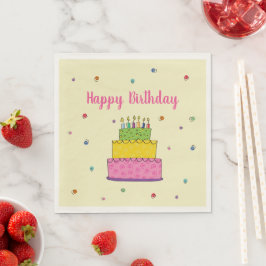 お誕生日おめでとう ケーキ キャンドル 遊び心 スタンダードランチョンナプキン