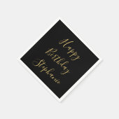 お誕生日おめでとう ゴールデンイエロー オーダーメイド ネーム モノグラム スタンダードカクテルナプキン (角)