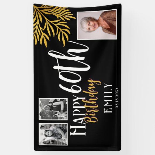 お誕生日おめでとう!ゴールデンリーフ60周年3枚組フォトバックドロップ 横断幕 (縦)