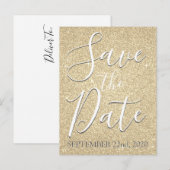 お誕生日おめでとう ゴールド グリッター 保存日 案内ポストカード (正面/裏面)