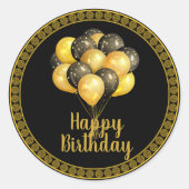 お誕生日おめでとう ゴールド ブラック ラウンドシール (正面)