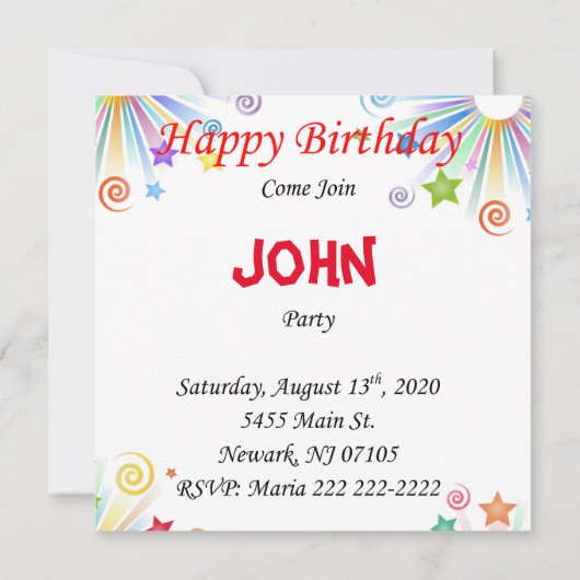 お誕生日おめでとう！サルさん２歳の誕生日パーティーへようこそ 招待状 (裏面)