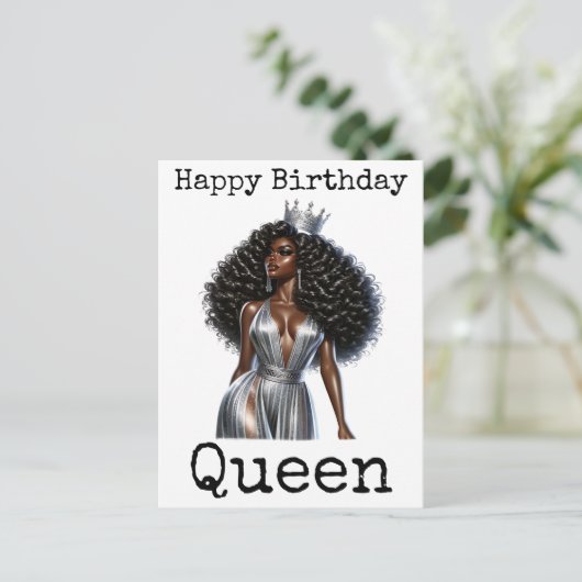 お誕生日おめでとう シスタ メラニン ウーマン 黒人女性 シス ポストカード (スタンド正面)