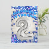 お誕生日おめでとう！シルバーとブルーの2歳男子パーティー 招待状 (スタンド正面)
