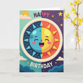 お誕生日おめでとう スカイ サン カード (黄色い花)