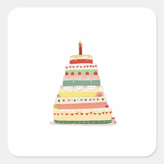 お誕生日おめでとう スクエアシール (正面)