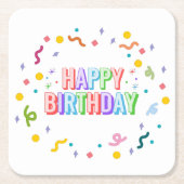 お誕生日おめでとう スクエアペーパーコースター (正面)