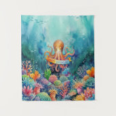 お誕生日おめでとう タコ 海の生き物 水の魚 タペストリー (正面)