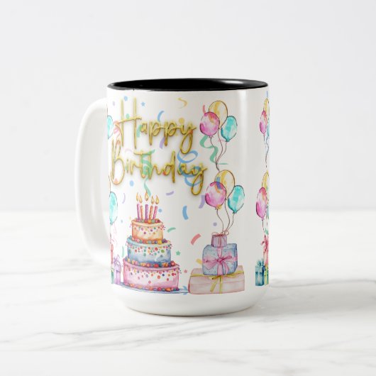 お誕生日おめでとう ツートーンマグカップ (正面左)