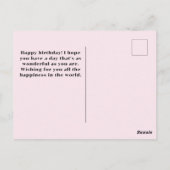 お誕生日おめでとう!トレンディなピンクのネイルポリッシュ ポストカード (裏面)