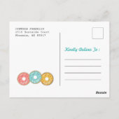 お誕生日おめでとう ドーナツ ファーストバースデーパーティー ポストカード (裏面)