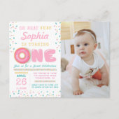 お誕生日おめでとう ドーナツ ファースト バースデー パーティーの写真 ポストカード (正面)