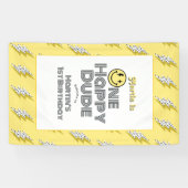 お誕生日おめでとう！ハッピーなデュードのレトロな1歳パーティー歓迎 横断幕 (横)