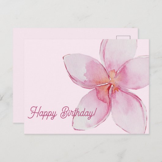 お誕生日おめでとう | ハワイアン・ウォータカラー・フラワー ポストカード (正面/裏面)