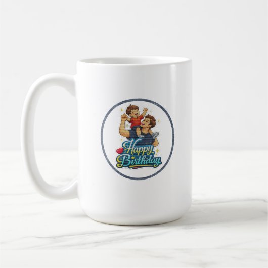 お誕生日おめでとう パパと息子 コーヒーマグカップ (左)