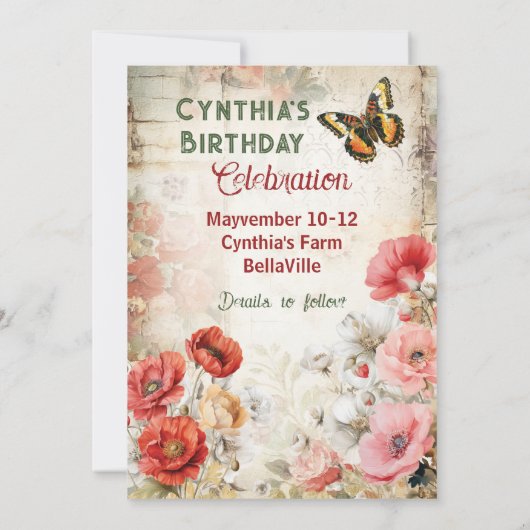 お誕生日おめでとう！パーティーのご案内 招待状 (裏面)