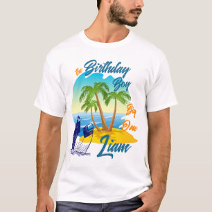 お誕生日おめでとう!ビッグワン ビーチテーマ 名前入り Tシャツ