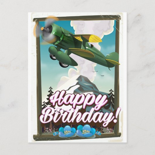 お誕生日おめでとう ビンテージ飛行機！ ポストカード (正面)
