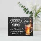 お誕生日おめでとう ビールで乾杯！ 日付保存 ポストカード (スタンド正面)