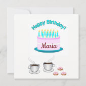 お誕生日おめでとう!ピンクのケーキの招待状 招待状 (正面)